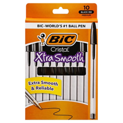 Bic Ball Pens Cristal Xtra Smooth Medium 1.0 mm Black Ink - 10 Count - Image 3