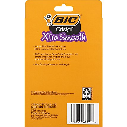 Bic Ball Pens Cristal Xtra Smooth Medium 1.0 mm Black Ink - 10 Count - Image 4