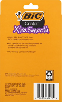 Bic Ball Pens Cristal Xtra Smooth Medium 1.0 mm Black Ink - 10 Count - Image 4