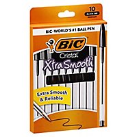 Bic Ball Pens Cristal Xtra Smooth Medium 1.0 mm Black Ink - 10 Count - Image 1