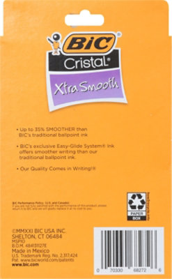 Bic Ball Pens Cristal Xtra Smooth Medium 1.0 mm Blue Ink - 10 Count - Image 4