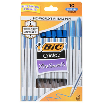 Bic Ball Pens Cristal Xtra Smooth Medium 1.0 mm Blue Ink - 10 Count