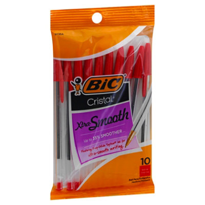 Bic Ball Pens Cristal Medium 1.0 mm Red Ink - 10 Count - Image 1
