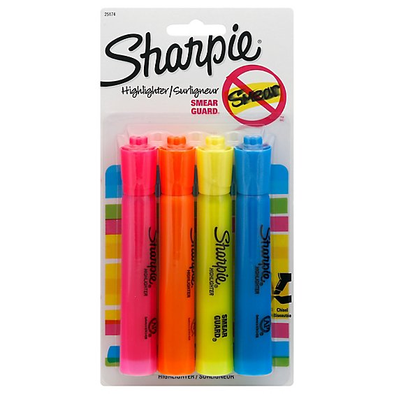 Sharpie Highlighter Smear Guard Assorted - 4 Count