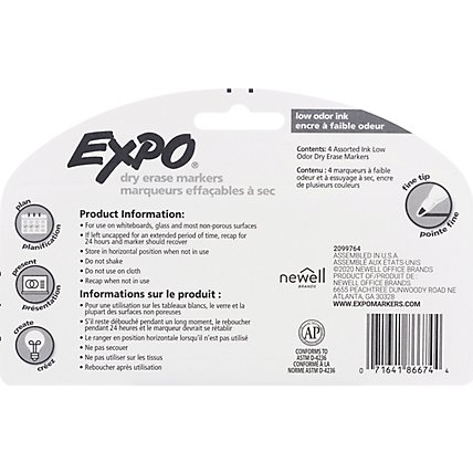 Expo Dry Erase Markers Low Odor Ink Fine Tip Assorted Ink - 4 Count - Image 4