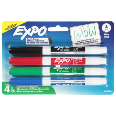 Expo Dry Erase Markers Low Odor Ink Fine Tip Assorted Ink - 4 Count