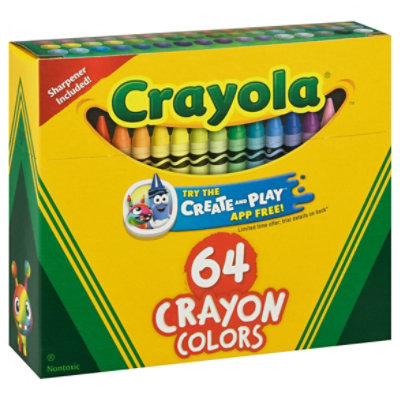 Crayons 64 Crayons Per Box, Classic Colors, Built In Sharpener, Crayons For  Kids, School Crayons, Assorted Colors - 1 Box 