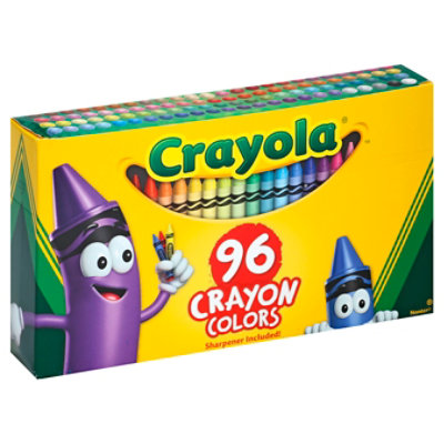 Crayola Crayons Large Set of 96 Assorted Colors with Built-in Sharpener