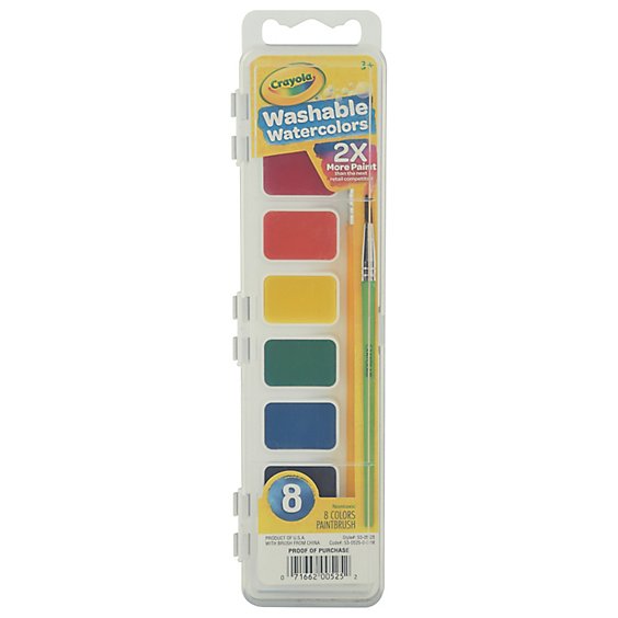 Crayola Paint Watercolors Washable With Paint Brush - 8 Count - Jewel-Osco