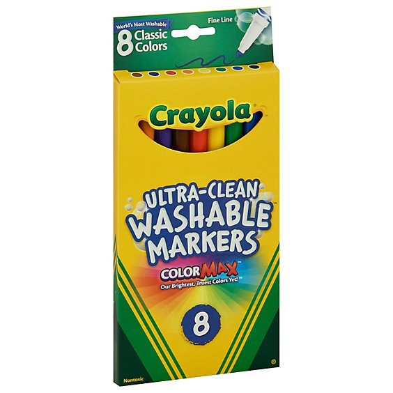 Crayola Markers Washable Fine Line Classic Colors Ultra Clean - 8 Count