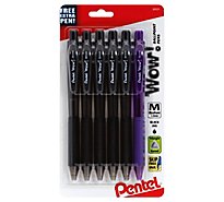 Wow Retractable Ball Point Pen Medium Line Black Ink - 5 Package