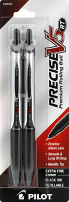 Pilot Precise V5 RT Pens Premium Rolling Ball Extra Fine (0.5 mm) Black - 2 Count - Image 2