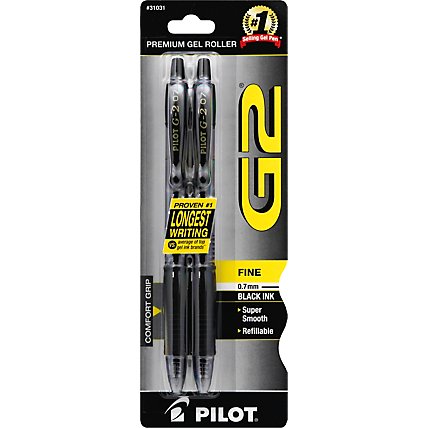 Pilot G2 Gel Roller Pens Premium Fine (0.7 mm) Black Ink - 2 Count - Image 2