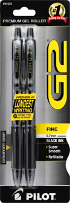 Pilot G2 Gel Roller Pens Premium Fine (0.7 mm) Black Ink - 2 Count - Image 2