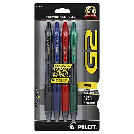 Pilot G2 Gel Pen Fine Assorted - 4 Count