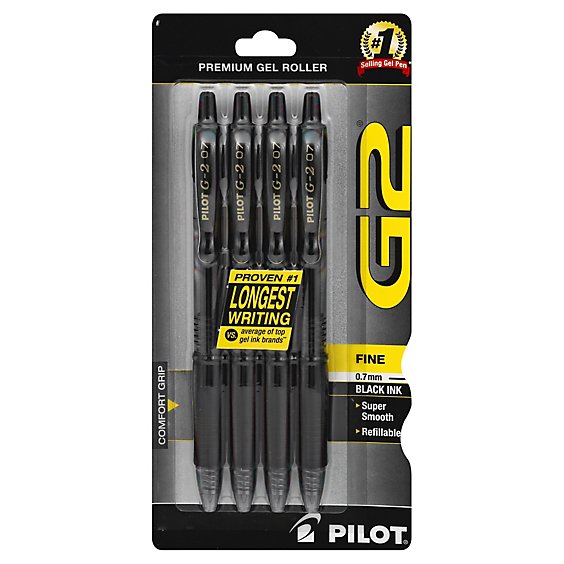 Pilot G2 Pen .7mm Fine Black - 4 Count
