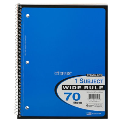 Top Flight Standards Notebook 1 Subject Wide Rule 70 Sheets - Each - Image 3