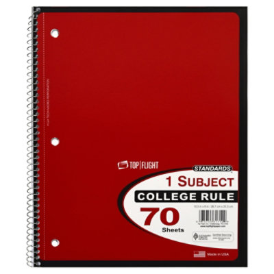 Top Flight Standards Notebook 1 Subject College Rule 70 Sheets - Each - Image 3