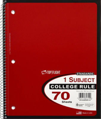 Top Flight Standards Notebook 1 Subject College Rule 70 Sheets - Each - Image 2