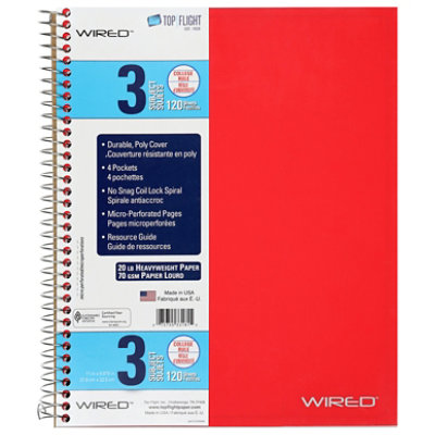 Top Flight Wired Notebook 3 Subject College Ruled 120 Sheets - Each - Image 3