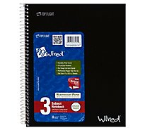 Top Flight Wired Notebook 3 Subject College Ruled 120 Sheets - Each