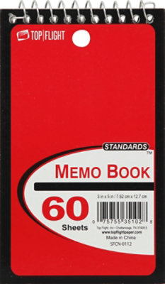 Top Flight Memo Book Top Wire 3 Inch x 5 Inch 60 Sheets - Each - Image 2