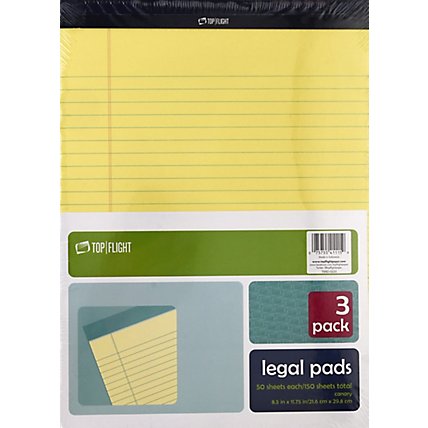Top Flight Legal Pads Canary 8.5 Inch x 11.75 Inch 50 Sheets - 3 Count - Image 2