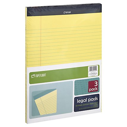 Top Flight Legal Pads Canary 8.5 Inch x 11.75 Inch 50 Sheets - 3 Count - Image 1