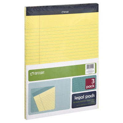 Top Flight Legal Pads Canary 8.5 Inch x 11.75 Inch 50 Sheets - 3 Count