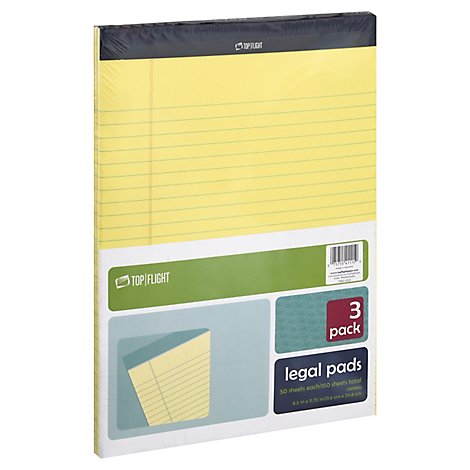 Top Flight Legal Pads Canary 8.5 Inch x11 Inch 50 Sheets - 3 Count