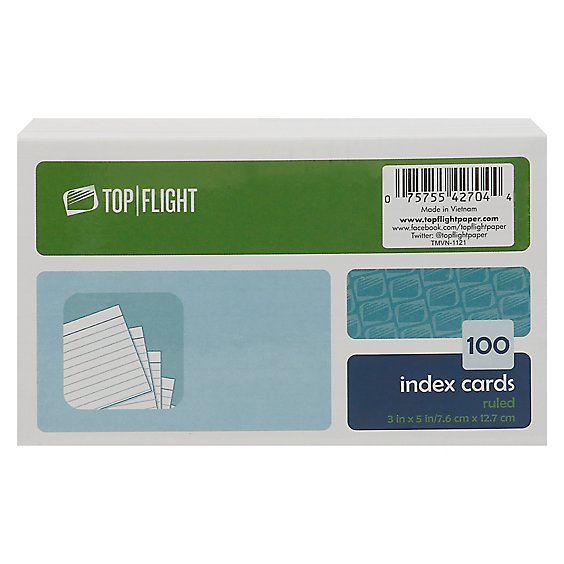 Top Flight Index Cards Ruled 3 Inch x 5 Inch 100 Count - Each