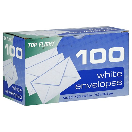 Top Flight Envelopes White 3.625 Inch x 6.5 Inch No. 6.25 - 100 Count