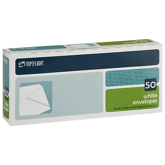 Top Flight Envelopes White No. 10 4.125 Inch x 9.5 Inch - 50 Count