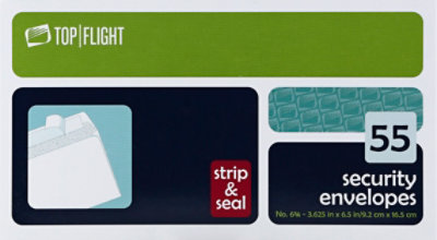 Top Flight Envelopes Security Strip & Seal No. 6 3.625 Inch x 6.5 Inch - 55 Count - Image 2