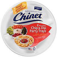 Chinet Party Trays Plastic Chip & Dip White Wrapper - 2 Count - Image 1
