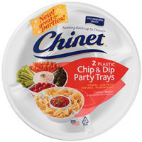 Chinet Party Trays Plastic Chip & Dip White Wrapper - 2 Count