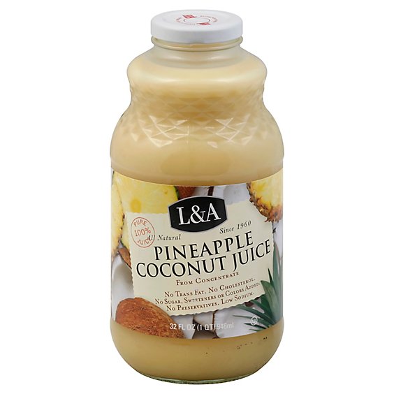 L&A Juice Pineapple Coconut - 32 Fl. Oz.