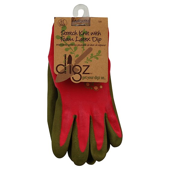 Digz Foam Dip Latex Medium Glove - 1 Pair