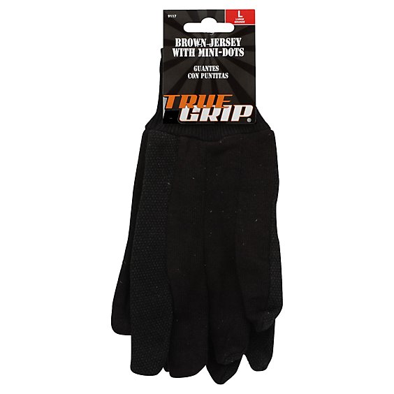 True Grip Gloves Brown Jersey Large - 1 Pair