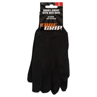 True Grip Gloves Brown Jersey Large - 1 Pair