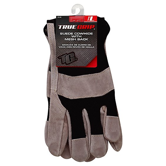 True Grip Gloves Leather With Mesh Large - 1 Pair