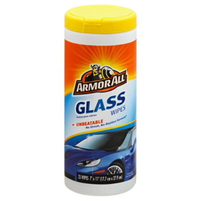 Armor All Glass Wipes, Car Glass Wipes Leave Streak Free Shine on Glass  Including Tinted Glass, 25 Count
