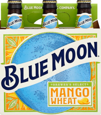 Blue Moon Mango Beer Craft Wheat 5.4% ABV Bottle - 6-12 Fl. Oz.