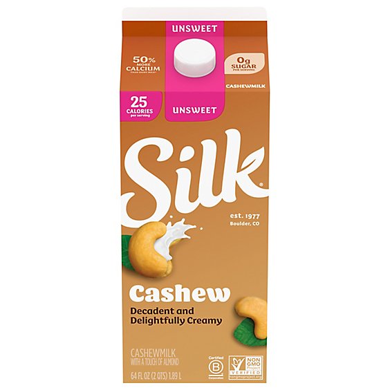 Silk Unsweetened Cashew Milk - 0.5 Gallon