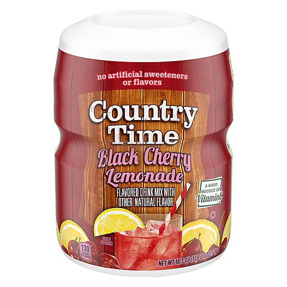 Country Time Black Cherry Lemonade Naturally Flavored Powdered Drink Mix Canister - 18.3 Oz