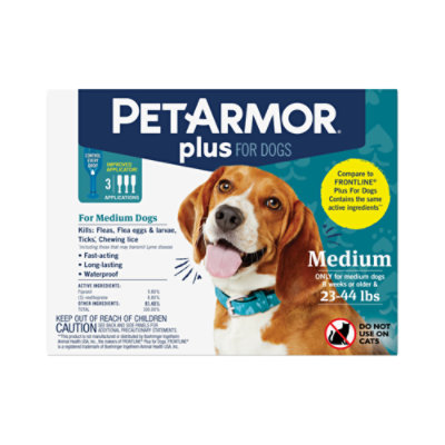 PetArmor Flea & Tick Medicine Plus For Dogs 23-44 Lbs Blister Pack - 3 Count