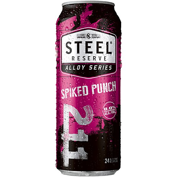 Steel Reserve Spiked Punch Beer Flavored Malt Beverage 8% ABV Can - 24 Fl. Oz.