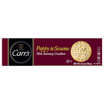 Carrs Poppy & Sesame Thin Savoury Crackers - 6.5 Oz