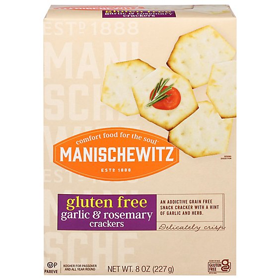 Manischewitz Crackers Garlic And Rosemary Gluten Free - 8 Oz