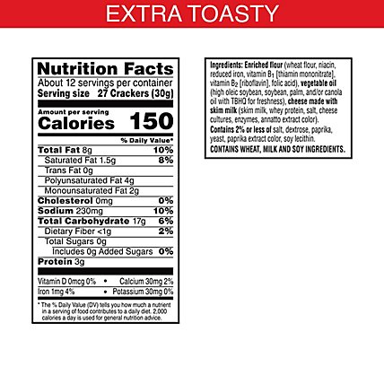 Cheez-It Cheese Crackers Baked Snack Extra Toasty - 12.4 Oz - Image 7